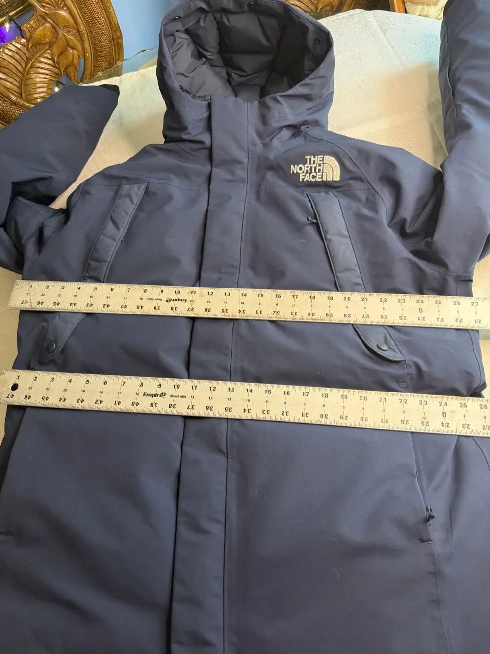 The North Face Men’s Navy Blue 550 Fill DryVent Down Hooded Parka Jacket XL